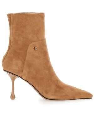 Jimmy Choo Cycas Ab 80 Suede With 8 Cm Heel - Brown