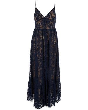 MICHAEL Michael Kors Long V-Neck Lace Dress - Blue