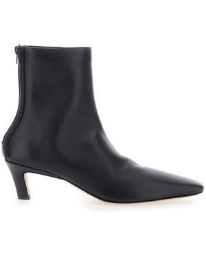 TOTEME Pointed-Toe Nappa Leather Ankle Boots With Mid Heel And Rear Zip - Black