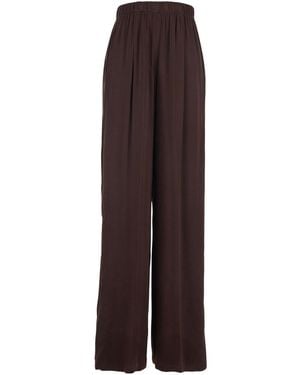 Jucca Silk Pants With Elastic Waist And Side Welt Pockets - Brown