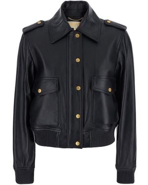 Michael Kors Jacket With Classic Collar Ans Ribbed Elastic Trims - Black