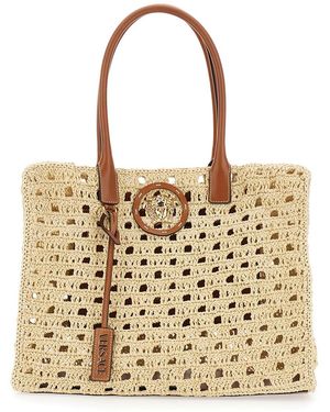Versace 'La Medusa' Tote Bag With Medusa Logo Plate And Removabl - Natural