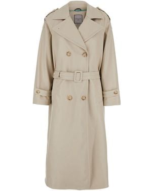 Urbancode Double-Breasted Trench Coat With Wide Notched Revers In - Natural