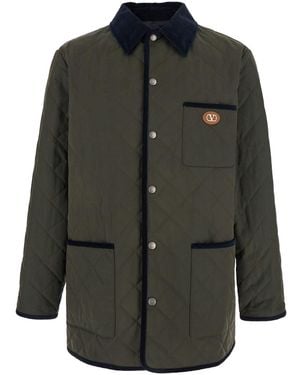 Valentino Quilted Jacket With Classic Contrasting Collar And Vlo - Black