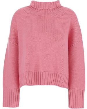 Soft Goat Maglione 'Girlfriend' A Collo Alto Con Rifiniture A Coste In - Rosa