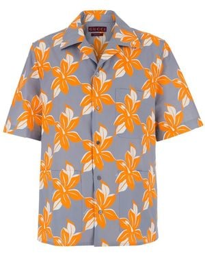 Gucci Printed Cotton Poplin Shirt, Ready-To-Wear - Gray