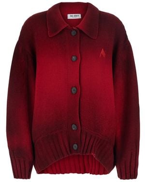 The Attico Cardigan Con Colletto Classico E Design Spruzzato Con Effet - Rosso