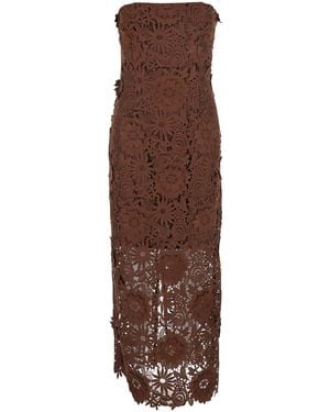 ROTATE BIRGER CHRISTENSEN Midi Dress Tech Fabric - Brown