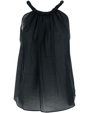 Semicouture Flared Sleeveless Top With Braided Detail On The Nec - Black