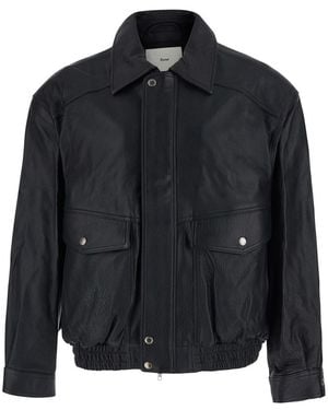 DUNST Oversized Vintage Leather Blouson With Vintage Leather De - Black
