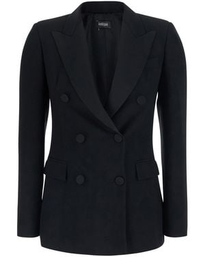 Le Plain Double-Breasted Jacket With Peak Revers - Black