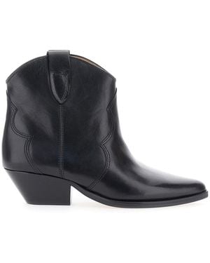 Isabel Marant 'Dewina' Slip-On Ankle Boots With Low Block Heel - Black