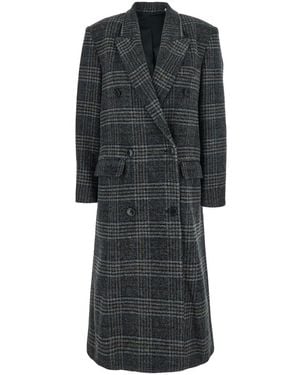 Isabel Marant Checks Peaked Lapel Trench Coat - Black