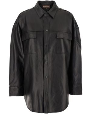 MICHAEL Michael Kors Oversized Leather Shirt - Black