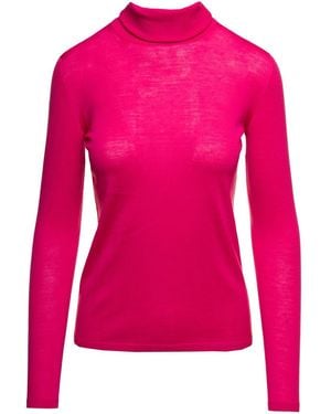 Max Mara Maglia a collo alto e iche lunghe in lana fucsia - Rosa