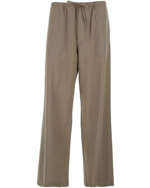 Tonywack Trousers With Drawstring Waist - Natural