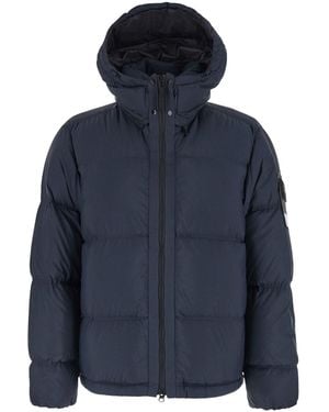 Stone Island Down Jacket Ripstop Cordura With Technical Details And Te - Blue