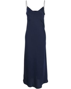 Plain Dress With Thin Straps - Blue