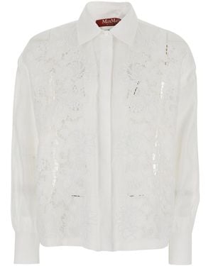 Max Mara Mstcali Dress Shirt With Collar And Long Sleeves - White