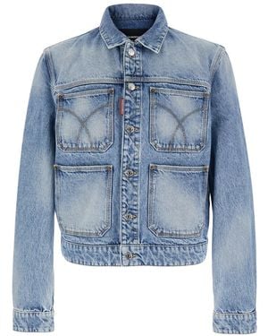 DSquared² Jacket '70's' With Classic Collar And Four Patch - Blue