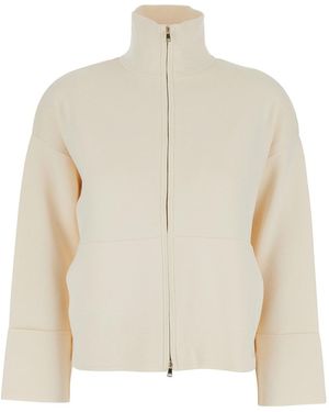 Max Mara Pure 'Formato' Sweatshirt With High Neck And Front Zip C - White