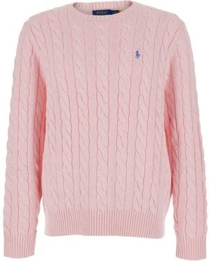 Polo Ralph Lauren Long Sleeve-Pullover Cable Di Cotone - Pink