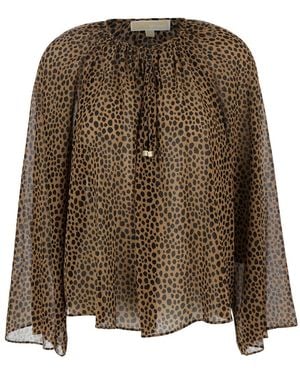 MICHAEL Michael Kors Blouse With All-Over Leopard Print - Brown