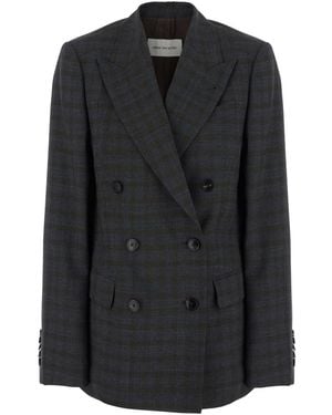 Dries Van Noten 'Barrysta' Double-Breasted Jacket With Peak Reve - Black