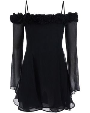 Blumarine Viscose Creponne Dress With Roses For - Black
