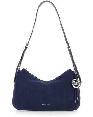 Michael Kors 'Nolita Medium' Shoulder Bag With Logo Charm And Adjustable Shoulder Strap - Blue