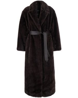 Pinko Calendula Cappotto Aspen Aspetto Visone - Black