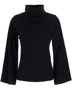 Le Plain High-Neck Top With Slit Sleeves - Black
