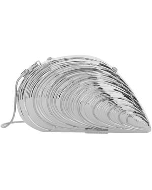 Jonathan Simkhai Clutch Bridget With Logo Patch And Shell-Shaped Design - Gray