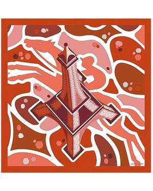 Longchamp Square Silk Scarf With Maxi Print For - Red