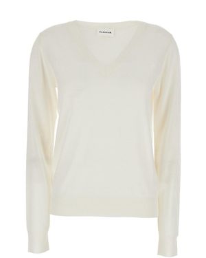 P.A.R.O.S.H. Long Sleeve V-Neck Jumper - White