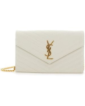 Saint Laurent Clutch With Cassandre Detail - White