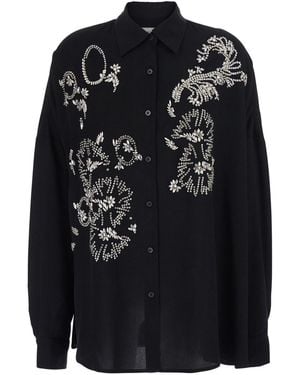 Dries Van Noten Casia Emb Blouse With Embroidered Details - Black