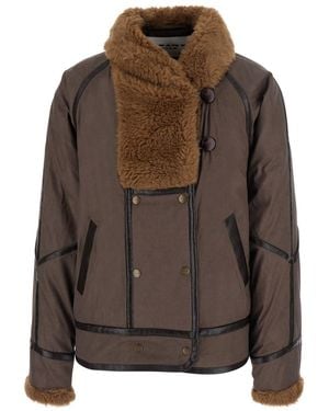 Isabel Marant Giubbotto Olinka-Gc Con Collo Alto E Maniche Lunghe - Marrone