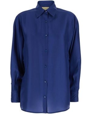 Momoní Silk Classic Collar Shirt For - Blue