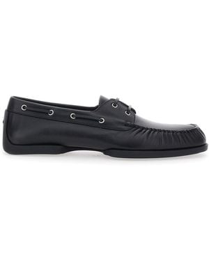 Jil Sander Loafers With Ruched Details And Almond Toe - Black