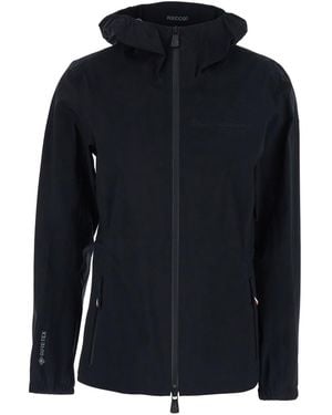 Moncler 'Valles' Jacket With Hood And Logo Lettering On The Front - Blue