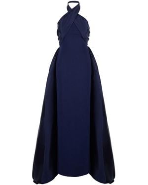 Solace London Long V-Neck Dress Fabric Polyester - Blue
