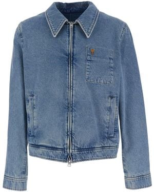 Ami Paris Jacket With Adc Embroidery On The Front And Logo Patch On The Rear - Blue