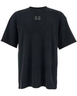 44 Label Group Crew Neck T-Shirt With Logo On Front And Back In - Black