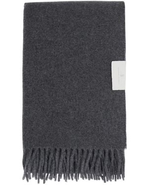 Brunello Cucinelli Scarf With Fringed Hem And Brushed Finish - Gray