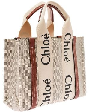 Chloé Borsa Tote 'Woody' Con Nastri Logati - Neutro
