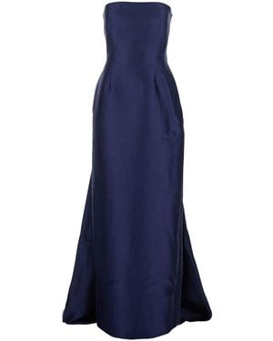 Solace London 'Imani' Long Dress With Off-The-Shoulder Design And Double Layer - Blue