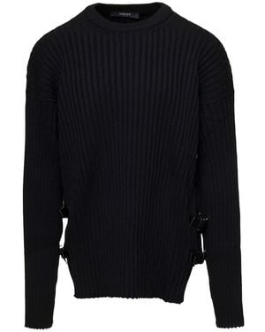 Versace Maglia Girocollo Buckle Look Sfilata - Blu
