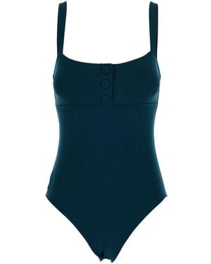 Eres "Dahabiya" One-Piece Swimsuit With Thin Straps And Neckline - Blue