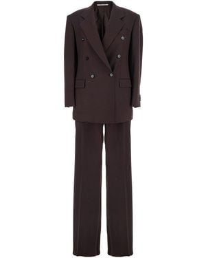 Tagliatore Double-Breasted Suit With Notched Revers - Brown